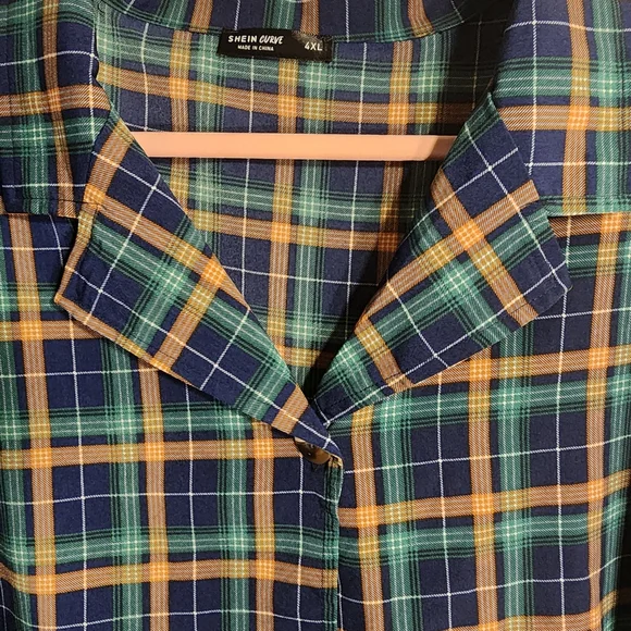 5/$16 💓Plaid Button Up And Skirt Set Blue Green and Yellow Co-ord 2 Piece Set - Picture 4 of 10